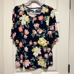 Navy Floral Blouse